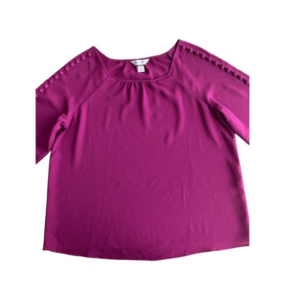 Christopher & Banks Womens Fuchsia Blouse With Button Detail & Tie Sleeves Large - Picture 10 of 12